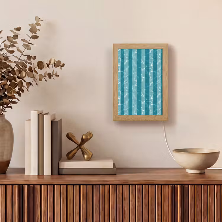 Zwembad - Strepen - Groen Light Box met kabel (Tafellamp) klein 925 -sfeer2