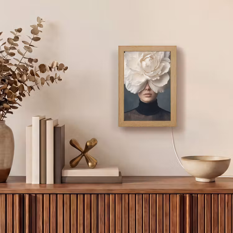 Portret - Mysterieus - Wit Light Box met kabel (Tafellamp) klein -sfeer2