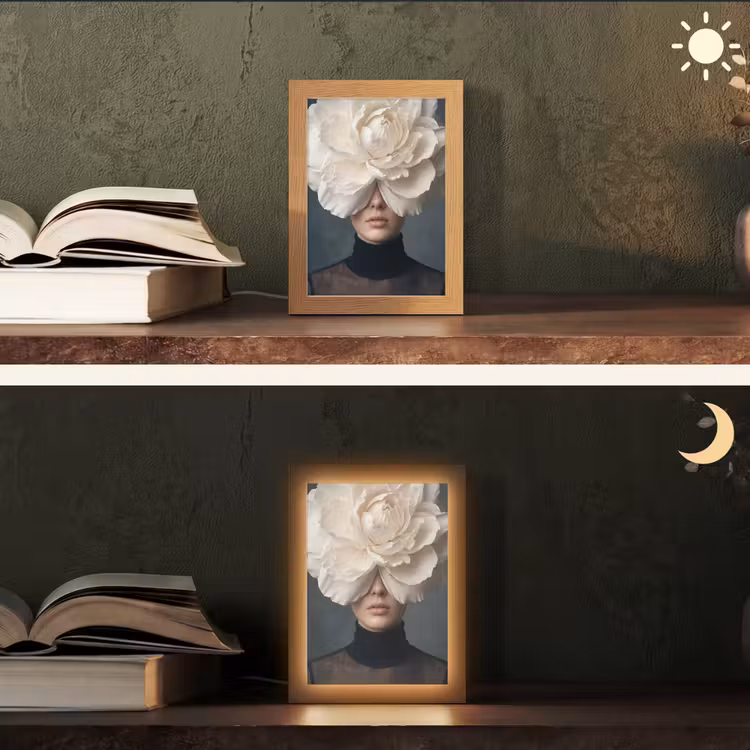 Portret - Mysterieus - Wit Light Box met kabel (Tafellamp) klein -sfeer3