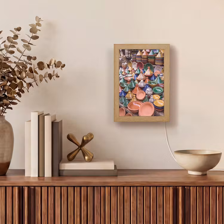 Table Lamp - Pottery - Colorful - Pattern - Aardewerk - Kleurrijk - Patroon Light Box met kabel (Tafellamp) klein