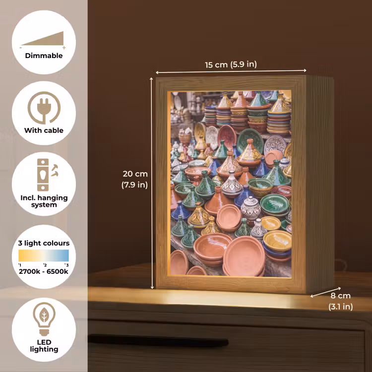 Table Lamp - Pottery - Colorful - Pattern - Aardewerk - Kleurrijk - Patroon Light Box met kabel (Tafellamp) klein