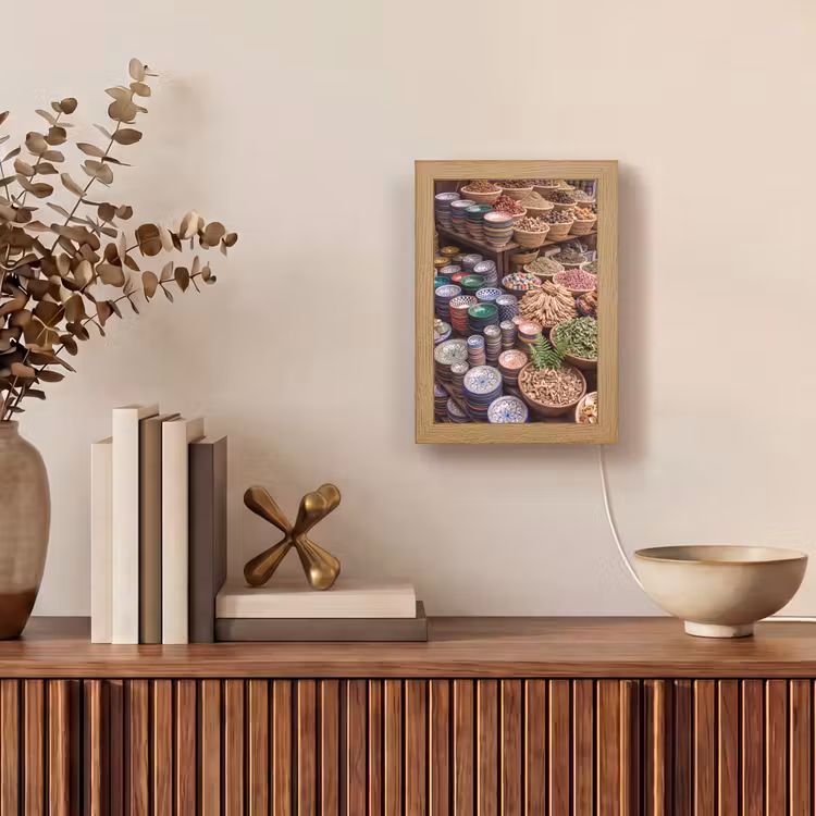Table Lamp - Pottery - Oriental - Colorful - Aardewerk - Oosters - Kleurrijk Light Box met kabel (Tafellamp) klein