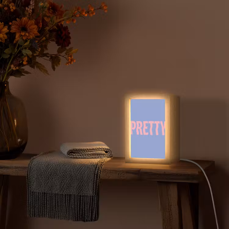 Pretty - Roze - Blauw - Golvend Light Box met kabel (Tafellamp) klein -sfeer4