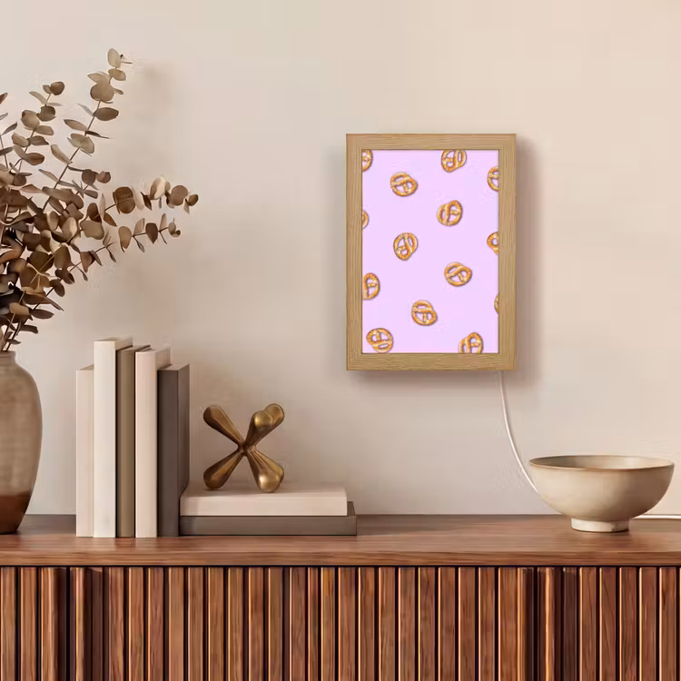 Pretzels - Eten - Paars Light Box met kabel (Tafellamp) klein -sfeer2