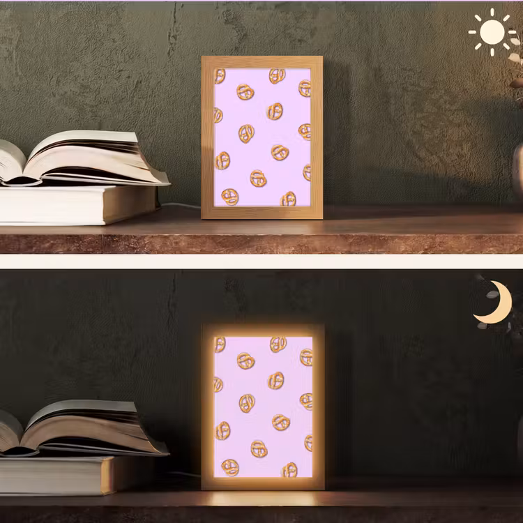 Pretzels - Eten - Paars Light Box met kabel (Tafellamp) klein -sfeer3
