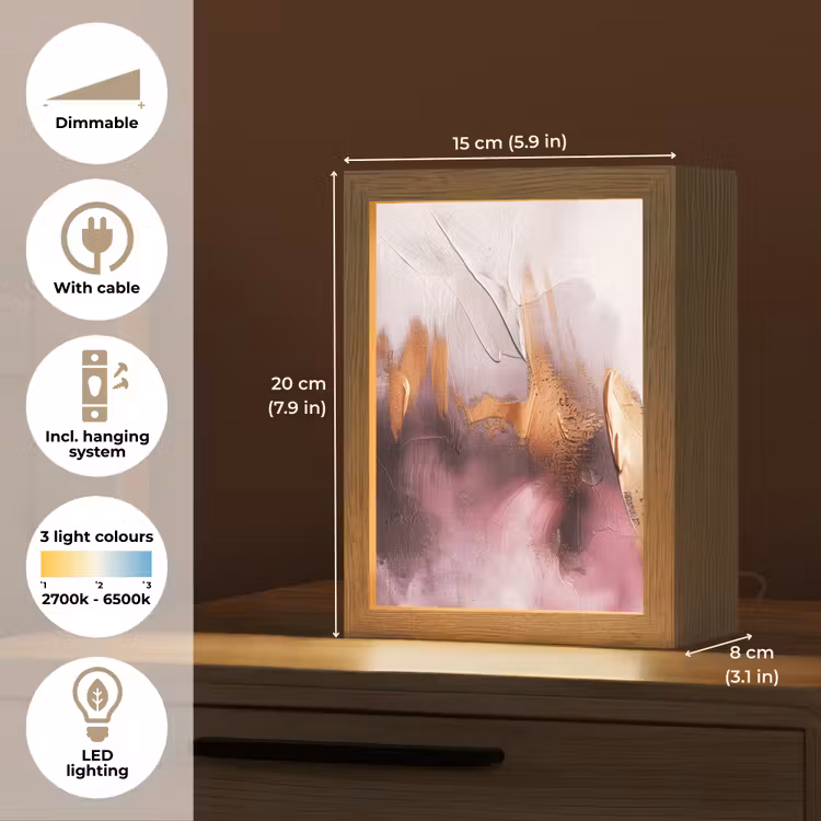 Paars - Abstract - Verf - Goud Light Box met kabel (Tafellamp) klein -USP_EN