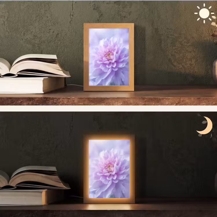 Paars - Dahlia - Dromerig Light Box met kabel (Tafellamp) klein -sfeer3