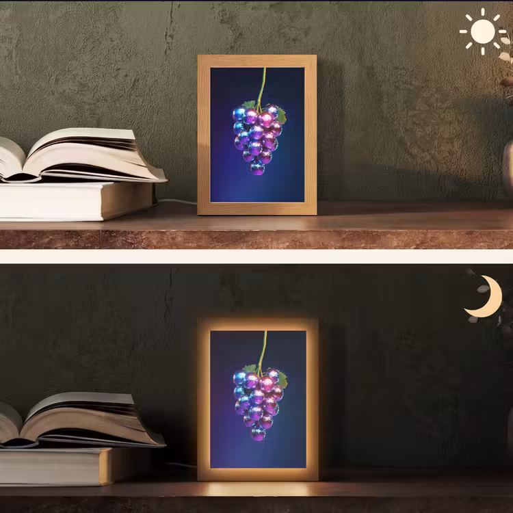 Paars - Disco - Feest - Druif Light Box met kabel (Tafellamp) klein -sfeer3