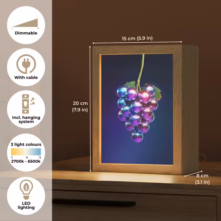 Paars - Disco - Feest - Druif Light Box met kabel (Tafellamp) klein -USP_EN