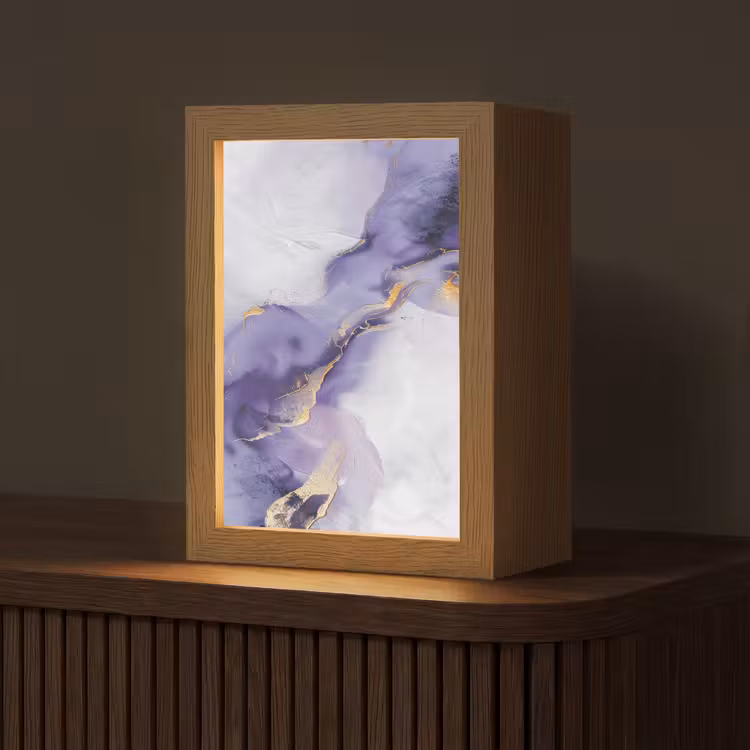 Paars - Modern - Marmer - Abstract Light Box met kabel (Tafellamp) klein -z3d_website
