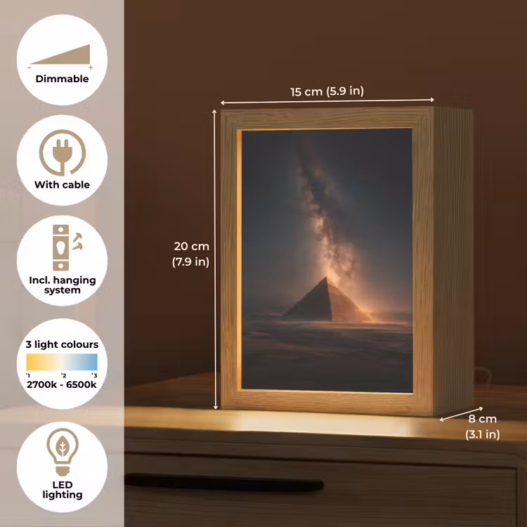 Piramide - Woestijn - Licht Light Box met kabel (Tafellamp) klein -USP_EN