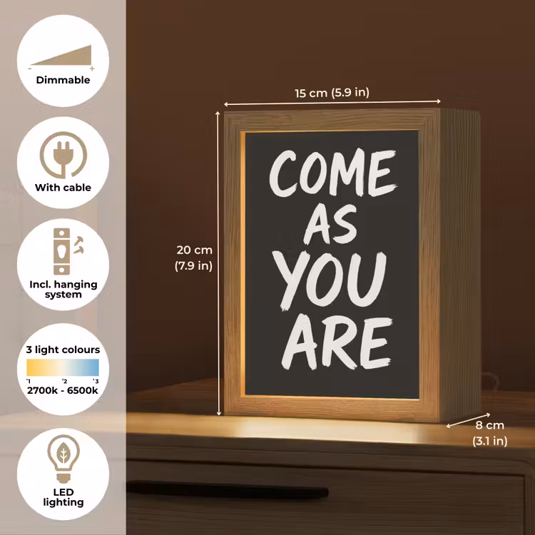 Quote - Zwart - Simpel Light Box met kabel (Tafellamp) klein -USP_EN