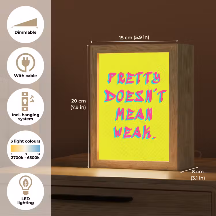Quote - Minimalistisch - Kleurrijk Light Box met kabel (Tafellamp) klein -USP_EN