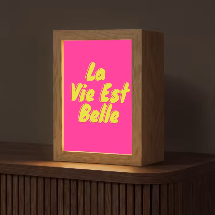Quote - Retro - Roze Light Box met kabel (Tafellamp) klein -z3d_website