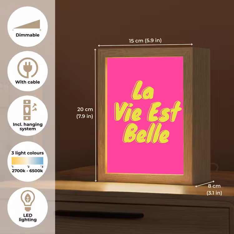 Quote - Retro - Roze Light Box met kabel (Tafellamp) klein -USP_EN