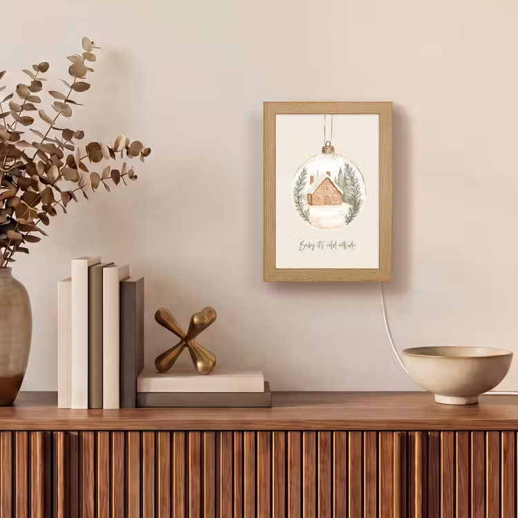 Quote - Winter - Kerst - Beige - Kerstbal Light Box met kabel (Tafellamp) klein -sfeer2