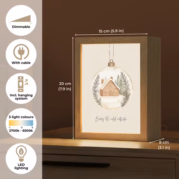 Quote - Winter - Kerst - Beige - Kerstbal Light Box met kabel (Tafellamp) klein -USP_EN