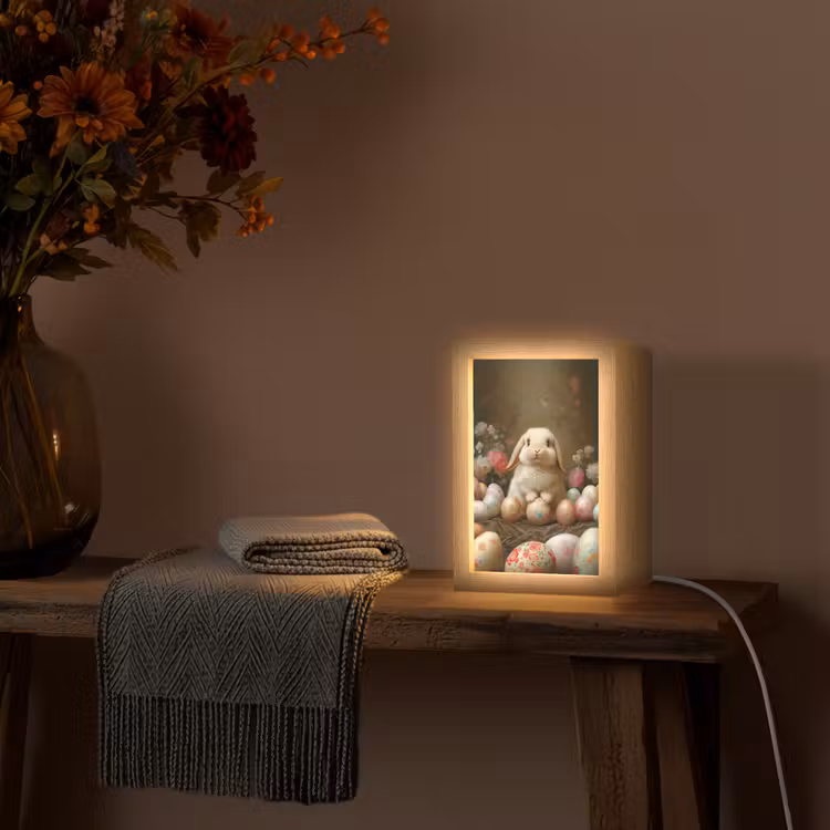 Konijn - Paaseieren - Stilleven Light Box met kabel (Tafellamp) klein -sfeer4
