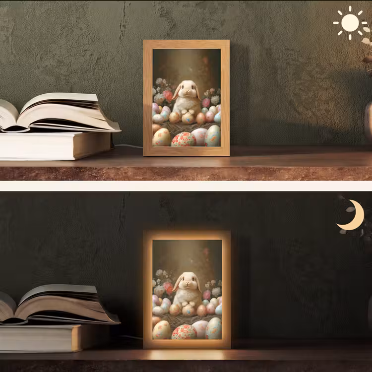 Konijn - Paaseieren - Stilleven Light Box met kabel (Tafellamp) klein -sfeer3