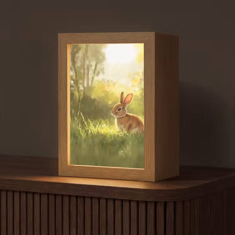 Konijn - Zonlicht - Bos Light Box met kabel (Tafellamp) klein -z3d_website