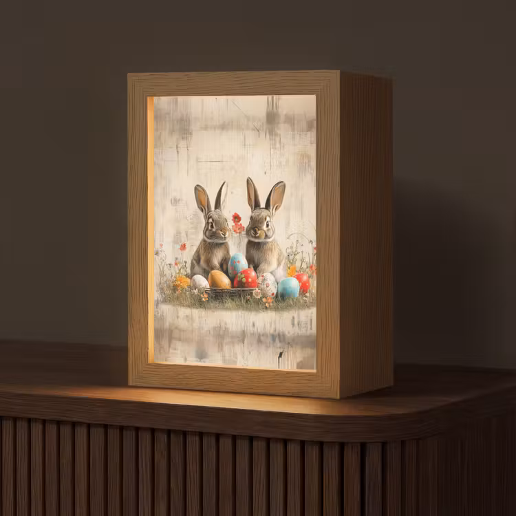 Konijnen - Bloemen - Eieren Light Box met kabel (Tafellamp) klein -z3d_website