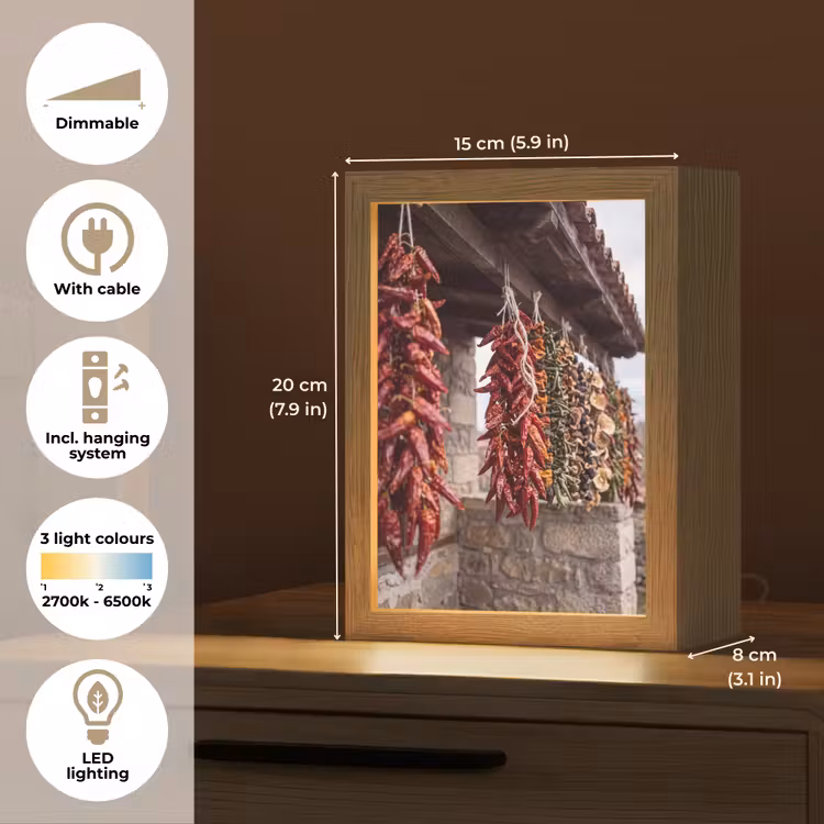 Table Lamp - Red Peppers - Food - Rode pepers - Eten Light Box met kabel (Tafellamp) klein