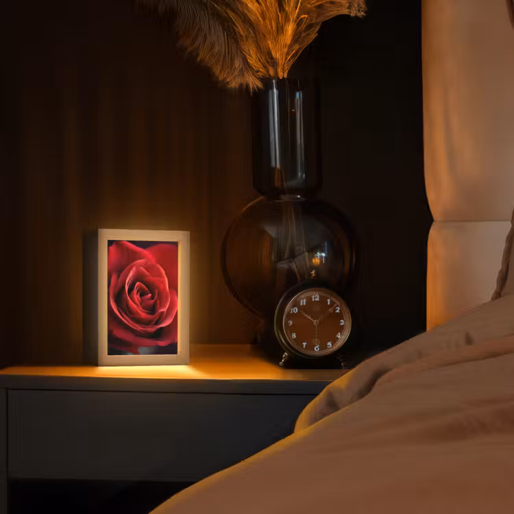 Rood - Roos - Romantisch Light Box met kabel (Tafellamp) klein -sfeer1