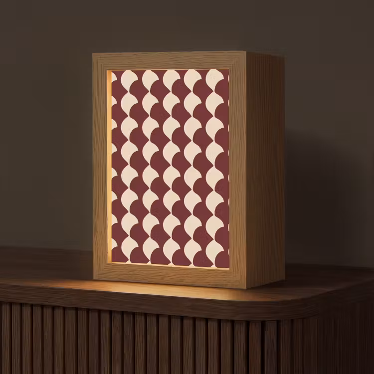Rood - Tegelpatroon - Crème Light Box met kabel (Tafellamp) klein 925 -z3d_website