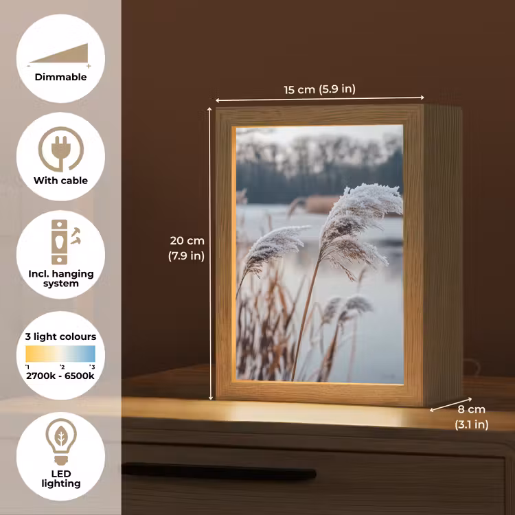 Riet - Gras - Natuur - Winter - Meer Light Box met kabel (Tafellamp) klein -USP_EN