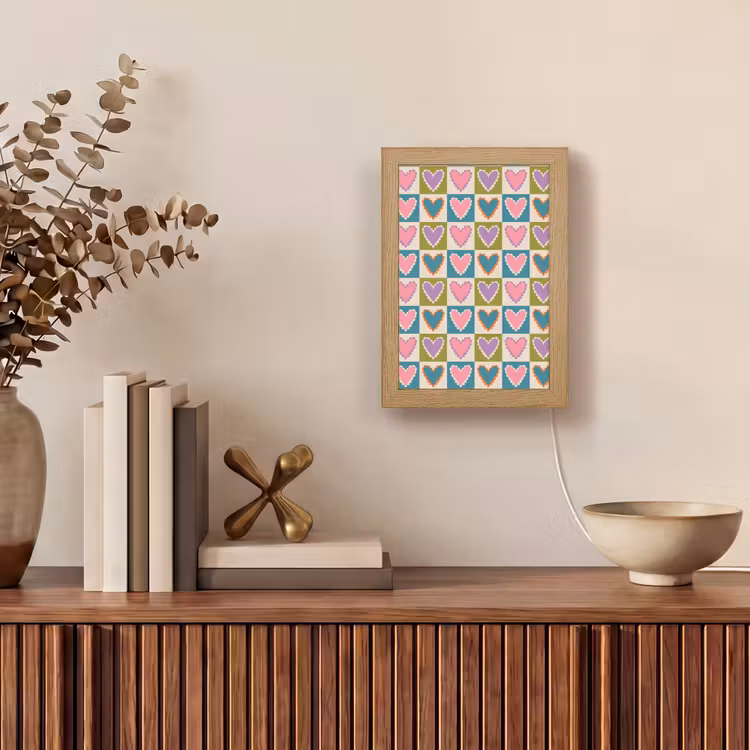 Retro - Kleuren - Patroon - Hartjes Light Box met kabel (Tafellamp) klein 925 -sfeer2
