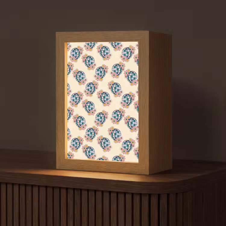 Retro - Disco - Bloemen - Discobal Light Box met kabel (Tafellamp) klein 925 -z3d_website