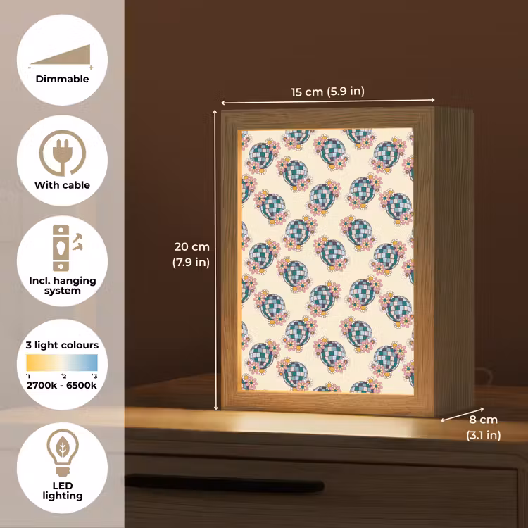 Retro - Disco - Bloemen - Discobal Light Box met kabel (Tafellamp) klein 925 -USP_EN