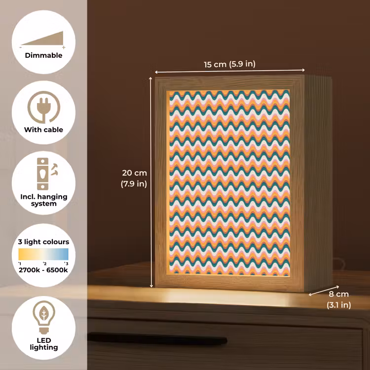 Retro - Disco - Golven - Kleur Light Box met kabel (Tafellamp) klein 925 -USP_EN