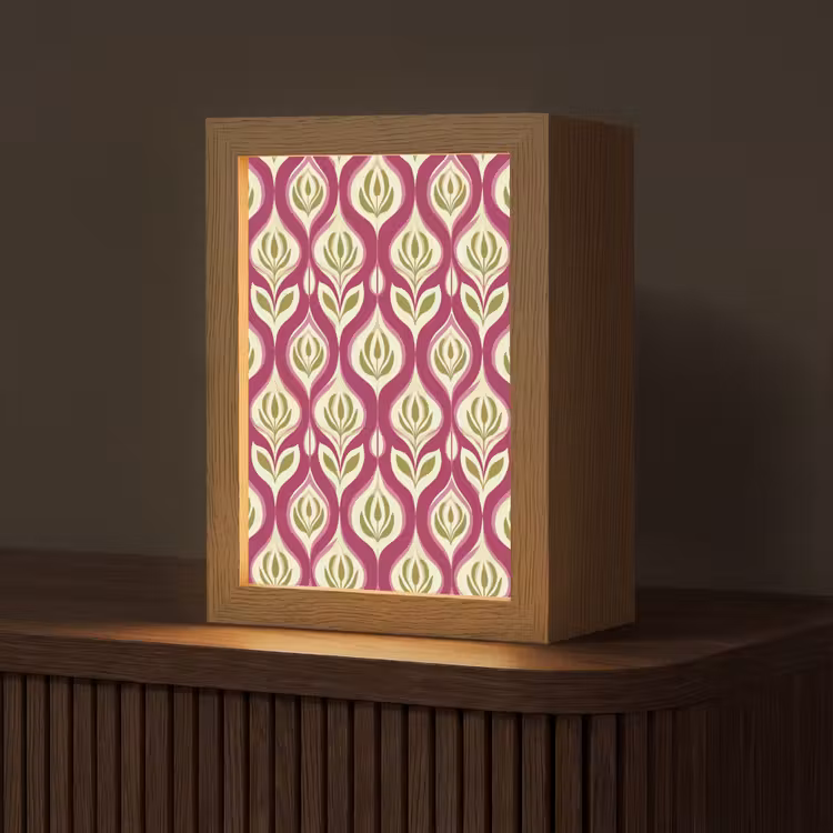 Retro - Floraal - Paars Light Box met kabel (Tafellamp) klein 925 -z3d_website