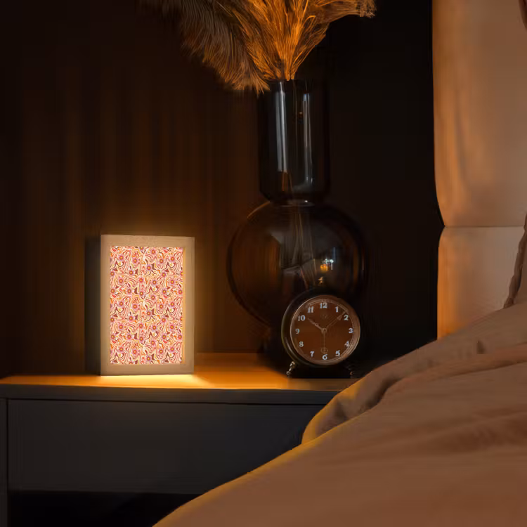 Retro - Bloemen - Patroon Light Box met kabel (Tafellamp) klein 925 -sfeer1