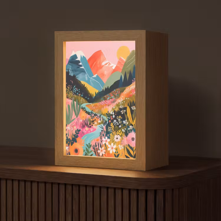 Rivier - Diepte - Bloemen Light Box met kabel (Tafellamp) klein -z3d_website