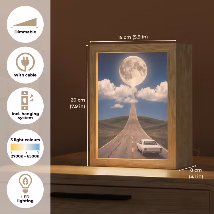 Table Lamp - Road - Moon - Night - Weg - Maan - Nacht Light Box met kabel (Tafellamp) klein