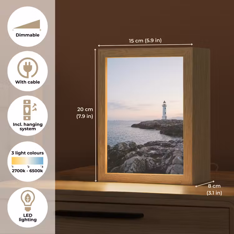 Rotsen - Vuurtoren - Wit Light Box met kabel (Tafellamp) klein -USP_EN