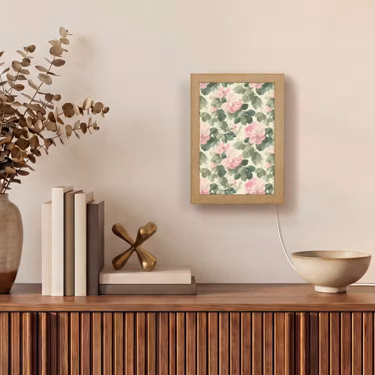 Rozen - Botanisch - Roze Light Box met kabel (Tafellamp) klein 925 -sfeer2
