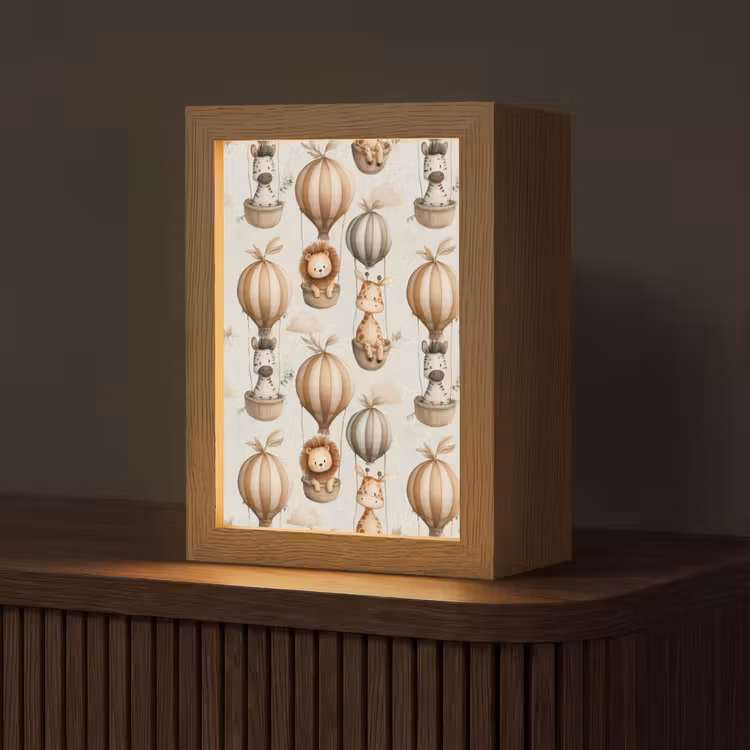 Safari - Luchtballonen - Taupe Light Box met kabel (Tafellamp) klein 925 -z3d_website