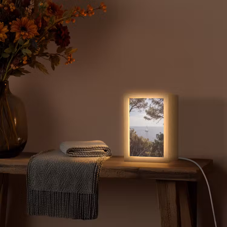 Table Lamp - Sailboat - trees - water - Zeilboot - bomen - water Light Box met kabel (Tafellamp) klein