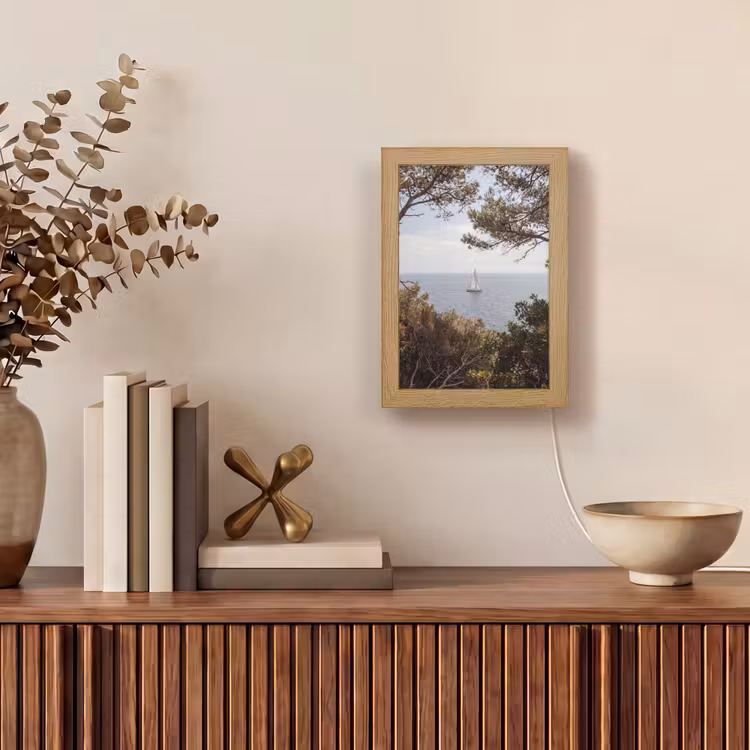 Table Lamp - Sailboat - trees - water - Zeilboot - bomen - water Light Box met kabel (Tafellamp) klein