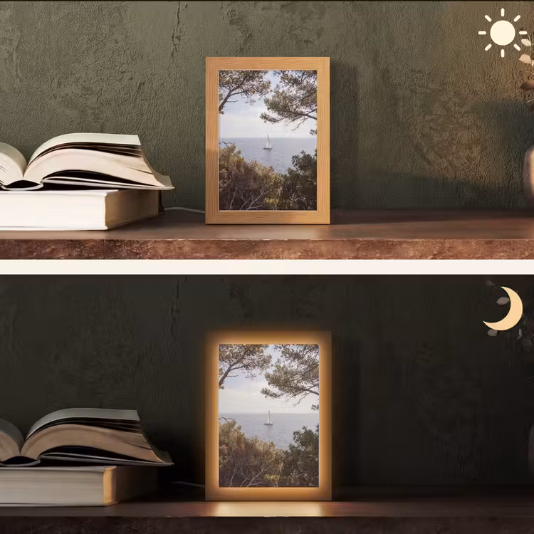 Table Lamp - Sailboat - trees - water - Zeilboot - bomen - water Light Box met kabel (Tafellamp) klein