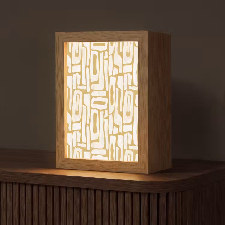 Zandkleur - Wit - Patroon Light Box met kabel (Tafellamp) klein 925 -z3d_website