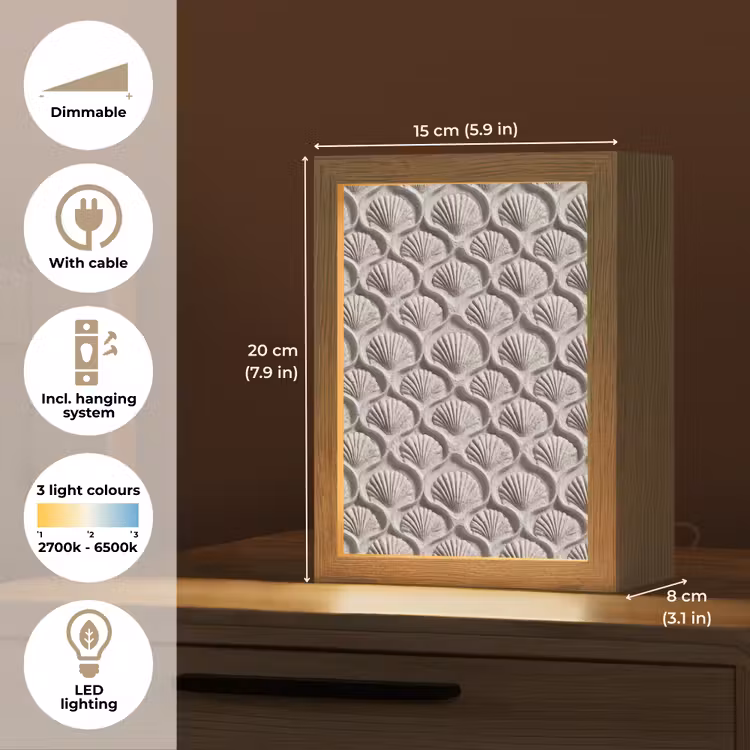 Zand - Schelpenvorm - Grijs Light Box met kabel (Tafellamp) klein 925 -USP_EN