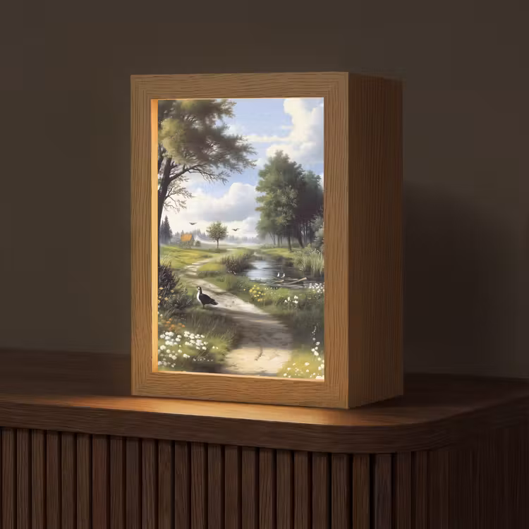 Zandpad - Groen landschap - Water Light Box met kabel (Tafellamp) klein -z3d_website