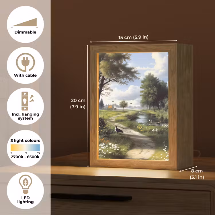 Zandpad - Groen landschap - Water Light Box met kabel (Tafellamp) klein -USP_EN