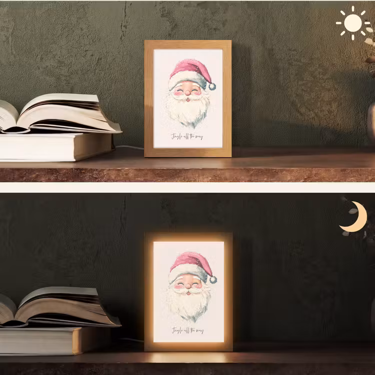 Kerstman - Kerst - Quote - Beige Light Box met kabel (Tafellamp) klein -sfeer3
