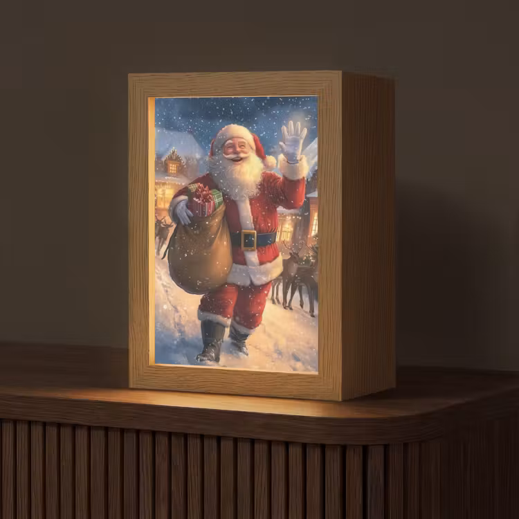 Kerstman - Dorp - Hert - Donker Light Box met kabel (Tafellamp) klein -z3d_website