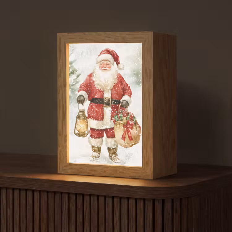 Kerstman- Winter - Sneeuw - Wit - Rood Light Box met kabel (Tafellamp) klein -z3d_website